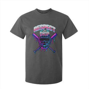 Respect The Drip T Shirt For Kid Funny Baseball Catcher Mask Sports Lover TS12 Dark Heather Print Your Wear