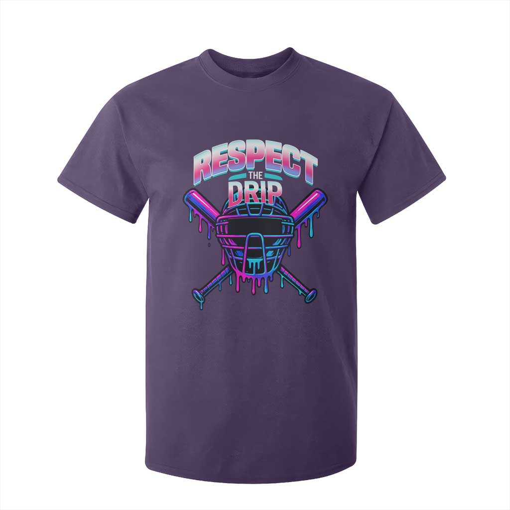 Respect The Drip T Shirt For Kid Funny Baseball Catcher Mask Sports Lover TS12 Purple Print Your Wear