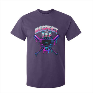 Respect The Drip T Shirt For Kid Funny Baseball Catcher Mask Sports Lover TS12 Purple Print Your Wear