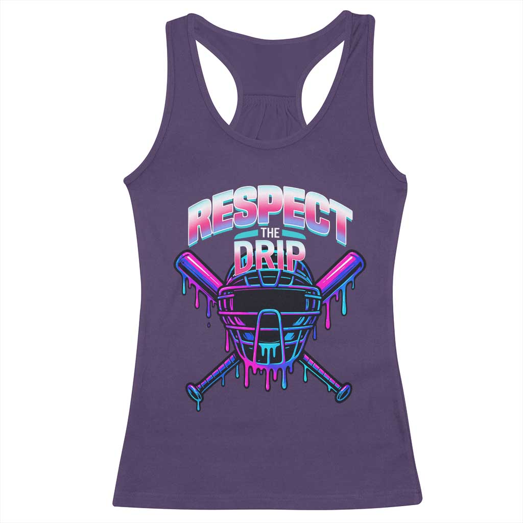 Respect The Drip Racerback Tank Top Funny Baseball Catcher Mask Sports Lover TS12 Purple Print Your Wear