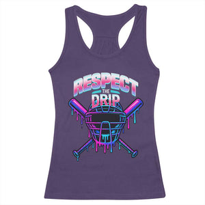Respect The Drip Racerback Tank Top Funny Baseball Catcher Mask Sports Lover TS12 Purple Print Your Wear
