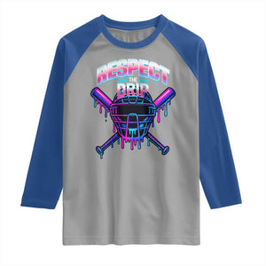 Respect The Drip Raglan Shirt Funny Baseball Catcher Mask Sports Lover TS12 Sport Gray Royal Print Your Wear