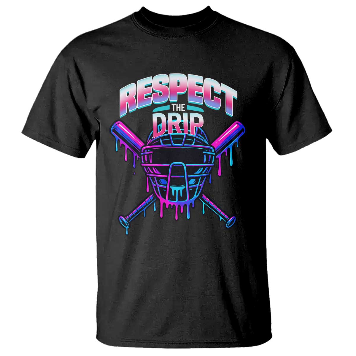 Respect The Drip T Shirt Funny Baseball Catcher Mask Sports Lover TS12 Black Print Your Wear