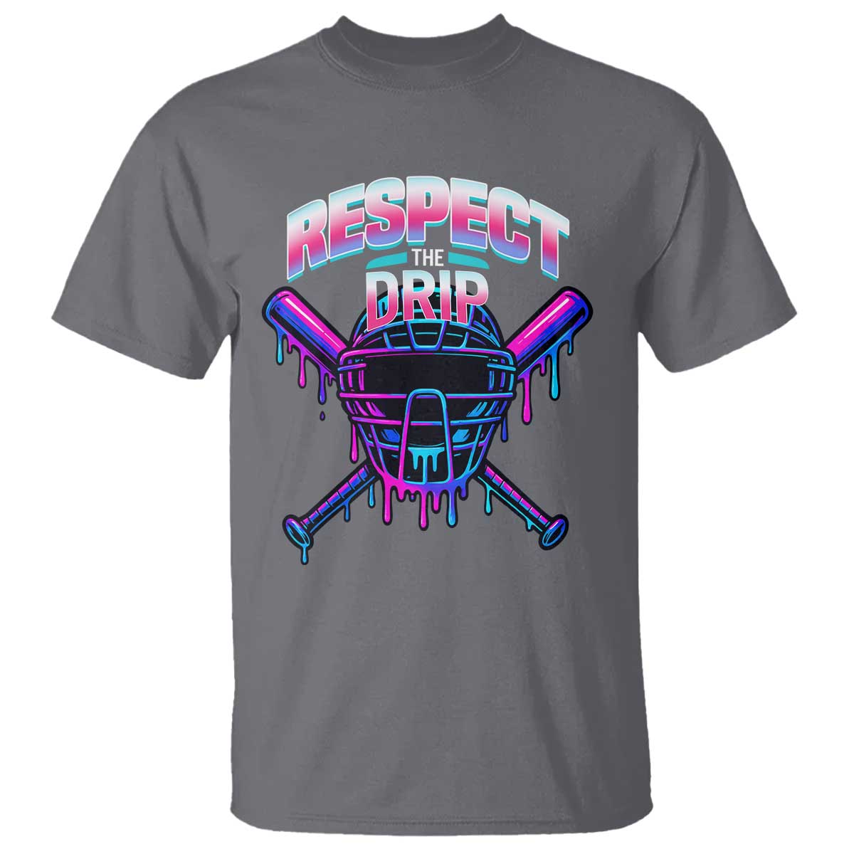 Respect The Drip T Shirt Funny Baseball Catcher Mask Sports Lover TS12 Charcoal Print Your Wear