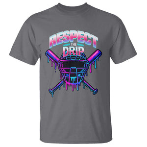Respect The Drip T Shirt Funny Baseball Catcher Mask Sports Lover TS12 Charcoal Print Your Wear