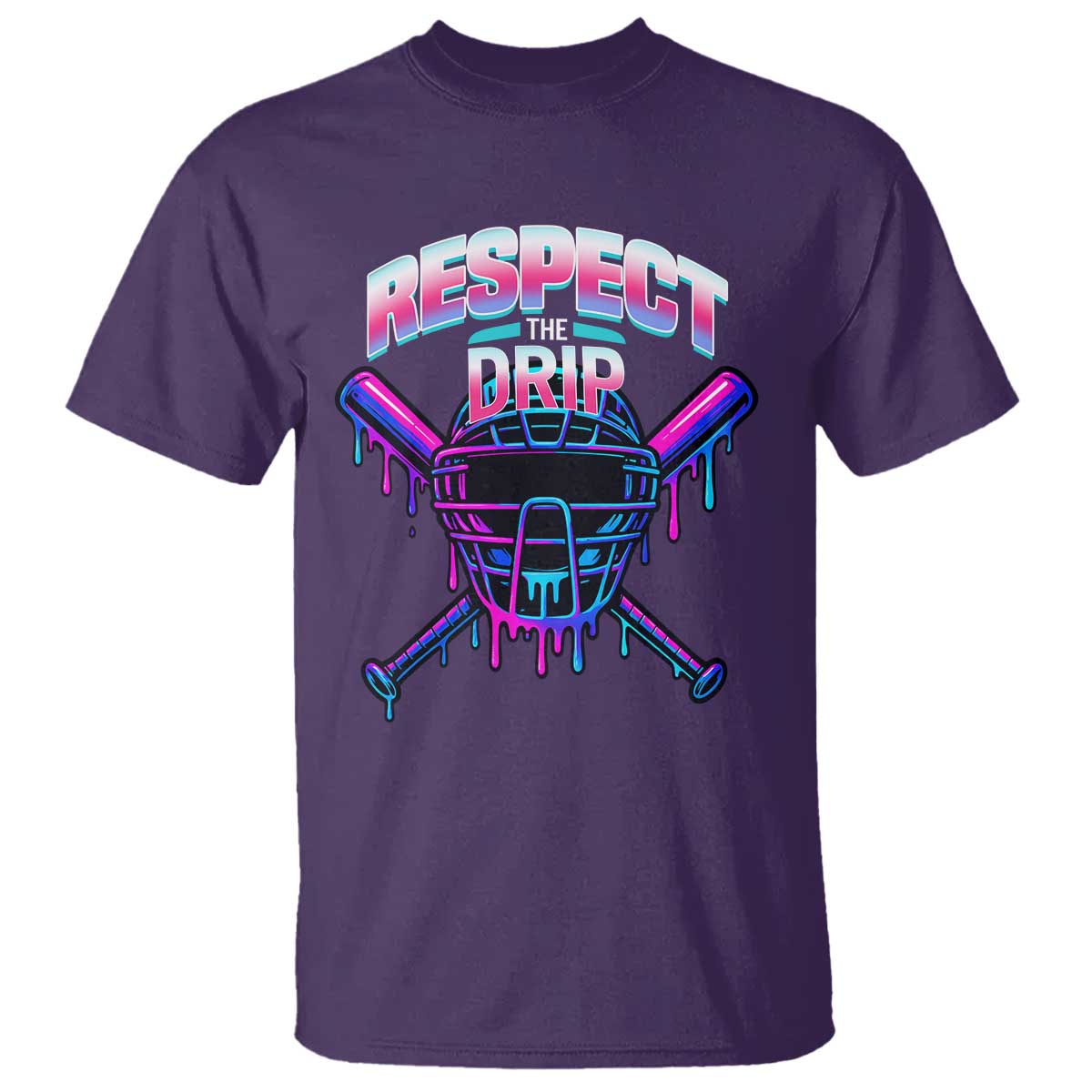 Respect The Drip T Shirt Funny Baseball Catcher Mask Sports Lover TS12 Purple Print Your Wear