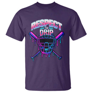 Respect The Drip T Shirt Funny Baseball Catcher Mask Sports Lover TS12 Purple Print Your Wear