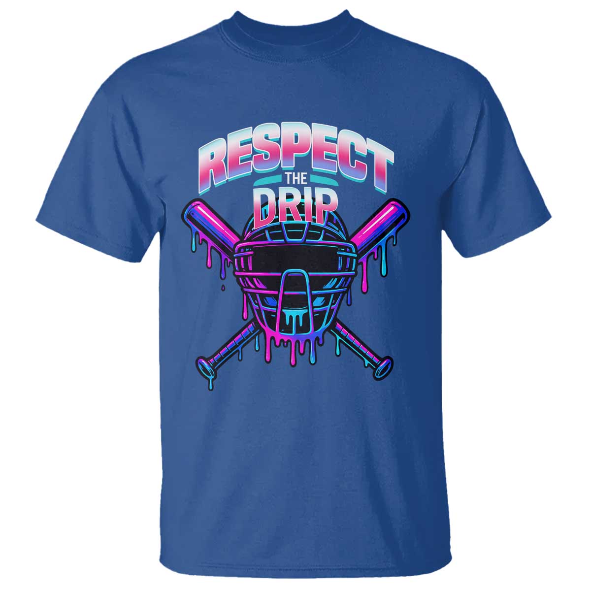 Respect The Drip T Shirt Funny Baseball Catcher Mask Sports Lover TS12 Royal Blue Print Your Wear