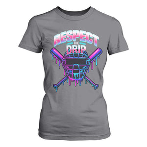 Respect The Drip T Shirt For Women Funny Baseball Catcher Mask Sports Lover TS12 Charcoal Print Your Wear