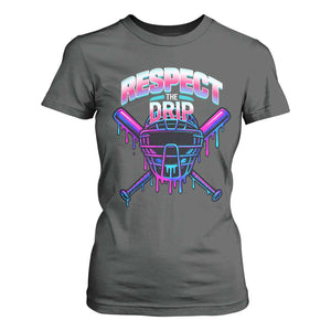 Respect The Drip T Shirt For Women Funny Baseball Catcher Mask Sports Lover TS12 Dark Heather Print Your Wear