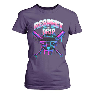 Respect The Drip T Shirt For Women Funny Baseball Catcher Mask Sports Lover TS12 Purple Print Your Wear