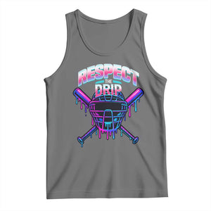 Respect The Drip Tank Top Funny Baseball Catcher Mask Sports Lover TS12 Black Heather Print Your Wear