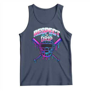 Respect The Drip Tank Top Funny Baseball Catcher Mask Sports Lover TS12 Navy Print Your Wear