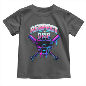 Respect The Drip Toddler T Shirt Funny Baseball Catcher Mask Sports Lover TS12 Dark Heather Print Your Wear
