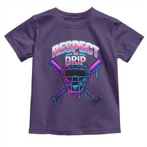 Respect The Drip Toddler T Shirt Funny Baseball Catcher Mask Sports Lover TS12 Purple Print Your Wear