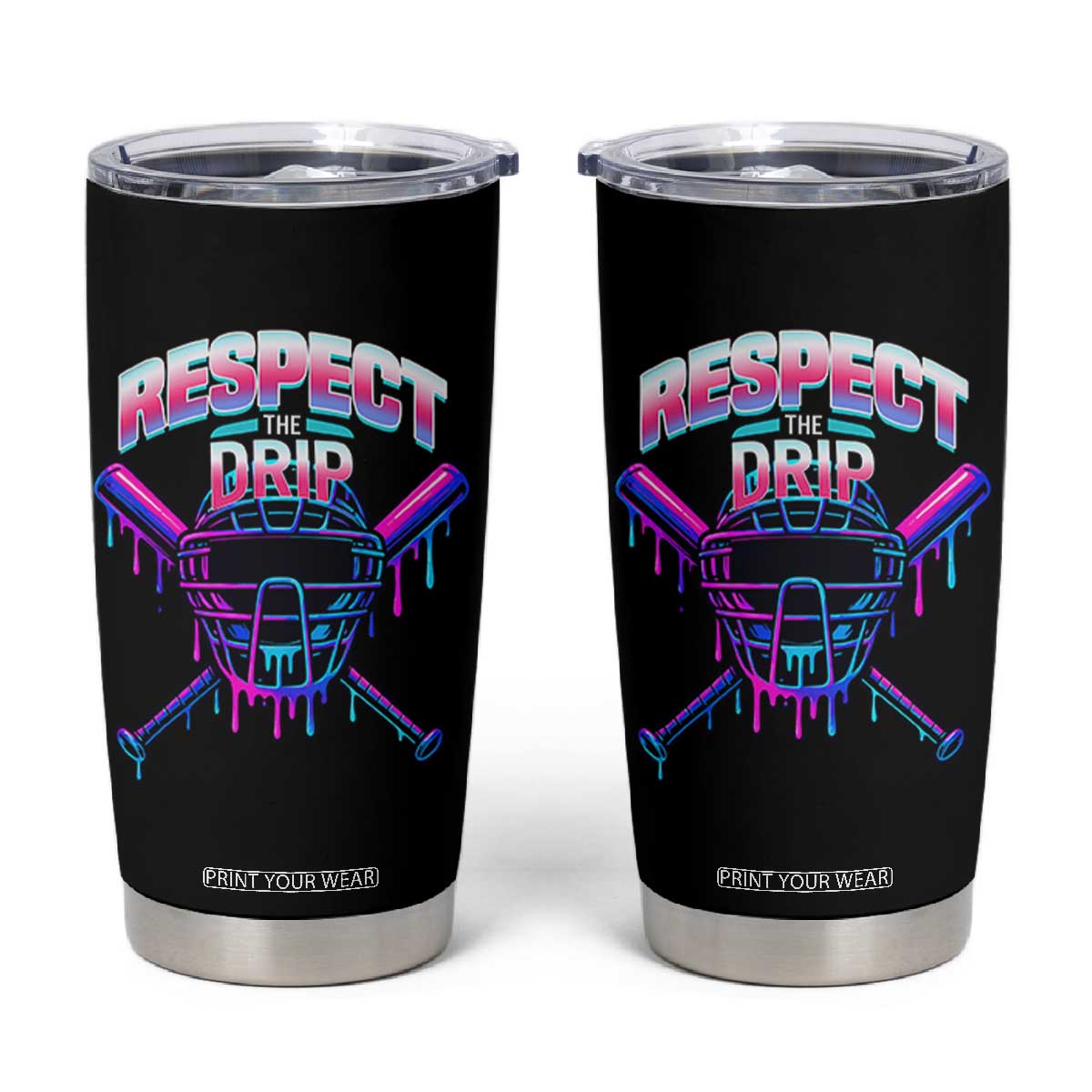 Respect The Drip Tumbler Cup Funny Baseball Catcher Mask Sports Lover TS12 Black Print Your Wear
