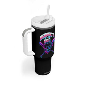 Respect The Drip Tumbler With Handle Funny Baseball Catcher Mask Sports Lover TS12 Print Your Wear