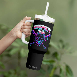 Respect The Drip Tumbler With Handle Funny Baseball Catcher Mask Sports Lover TS12 Print Your Wear