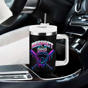 Respect The Drip Tumbler With Handle Funny Baseball Catcher Mask Sports Lover TS12 Print Your Wear