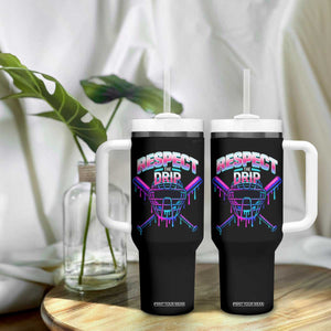 Respect The Drip Tumbler With Handle Funny Baseball Catcher Mask Sports Lover TS12 Print Your Wear