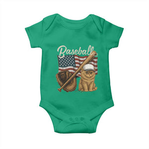 Funny Baseball Cat Lover Baby Onesie Patriotic USA Sports Lover TS12 Irish Green Print Your Wear