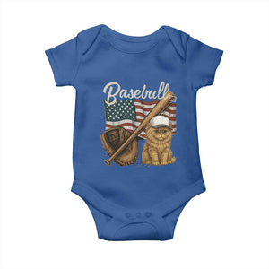 Funny Baseball Cat Lover Baby Onesie Patriotic USA Sports Lover TS12 Royal Blue Print Your Wear