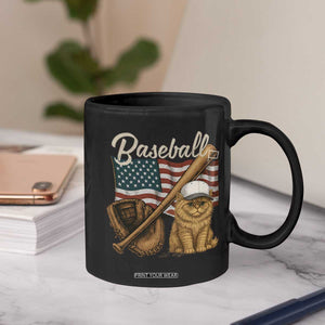 Funny Baseball Cat Lover Coffee Mug Patriotic USA Sports Lover TS12 Print Your Wear