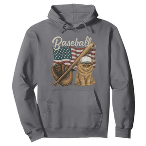 Funny Baseball Cat Lover Hoodie Patriotic USA Sports Lover TS12 Charcoal Print Your Wear
