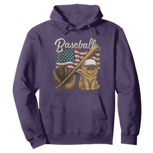 Funny Baseball Cat Lover Hoodie Patriotic USA Sports Lover TS12 Purple Print Your Wear