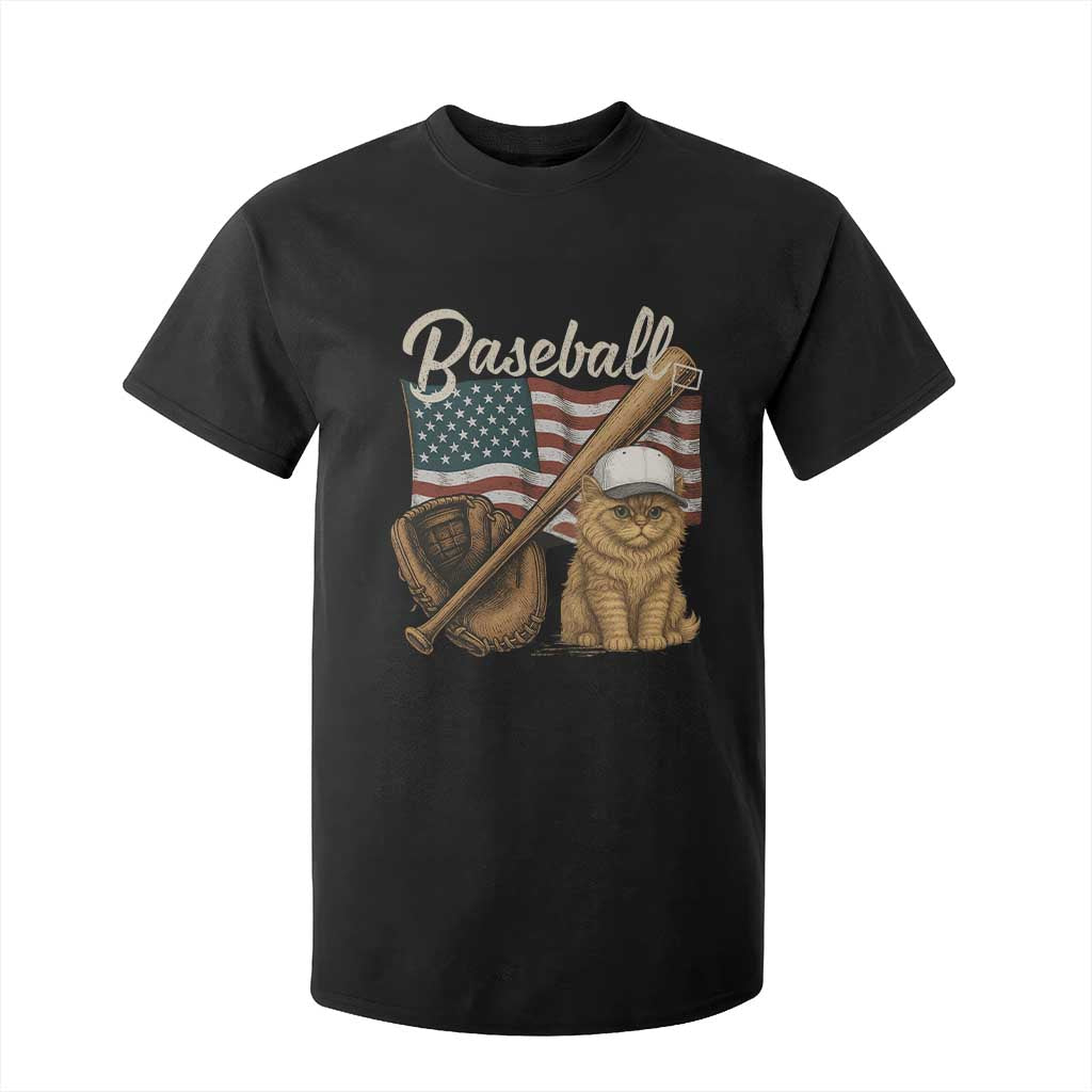 Funny Baseball Cat Lover T Shirt For Kid Patriotic USA Sports Lover TS12 Black Print Your Wear