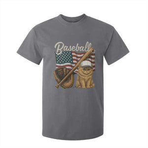 Funny Baseball Cat Lover T Shirt For Kid Patriotic USA Sports Lover TS12 Charcoal Print Your Wear