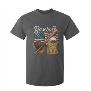 Funny Baseball Cat Lover T Shirt For Kid Patriotic USA Sports Lover TS12 Dark Heather Print Your Wear