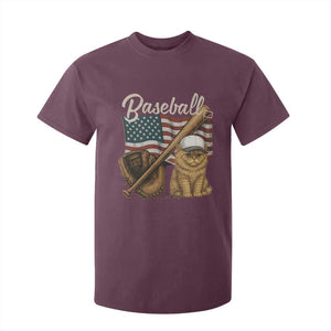 Funny Baseball Cat Lover T Shirt For Kid Patriotic USA Sports Lover TS12 Maroon Print Your Wear