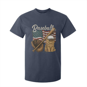 Funny Baseball Cat Lover T Shirt For Kid Patriotic USA Sports Lover TS12 Navy Print Your Wear