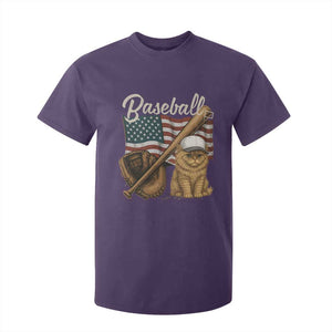 Funny Baseball Cat Lover T Shirt For Kid Patriotic USA Sports Lover TS12 Purple Print Your Wear
