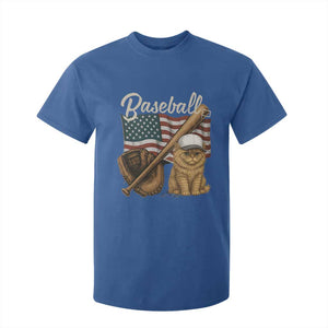 Funny Baseball Cat Lover T Shirt For Kid Patriotic USA Sports Lover TS12 Royal Blue Print Your Wear