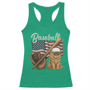 Funny Baseball Cat Lover Racerback Tank Top Patriotic USA Sports Lover TS12 Irish Green Print Your Wear