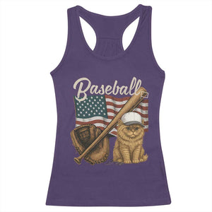 Funny Baseball Cat Lover Racerback Tank Top Patriotic USA Sports Lover TS12 Purple Print Your Wear