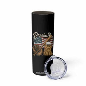 Funny Baseball Cat Lover Skinny Tumbler Patriotic USA Sports Lover TS12 Print Your Wear