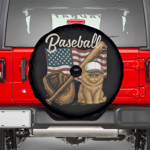 Funny Baseball Cat Lover Spare Tire Cover Patriotic USA Sports Lover TS12 Black Print Your Wear