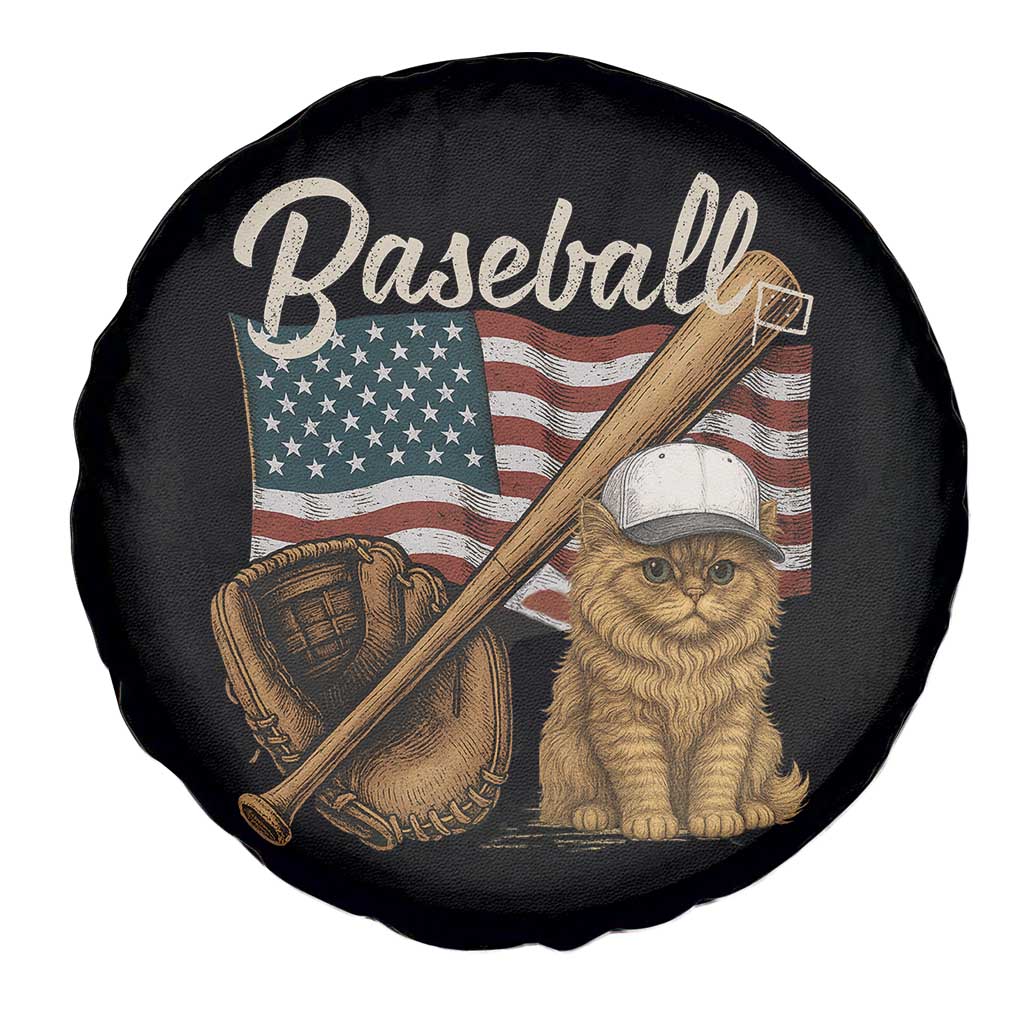 Funny Baseball Cat Lover Spare Tire Cover Patriotic USA Sports Lover TS12 Print Your Wear