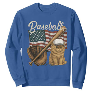 Funny Baseball Cat Lover Sweatshirt Patriotic USA Sports Lover TS12 Royal Blue Print Your Wear