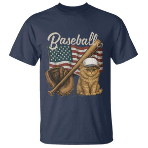 Funny Baseball Cat Lover T Shirt Patriotic USA Sports Lover TS12 Navy Print Your Wear