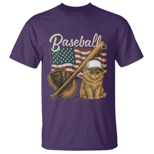 Funny Baseball Cat Lover T Shirt Patriotic USA Sports Lover TS12 Purple Print Your Wear