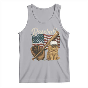 Funny Baseball Cat Lover Tank Top Patriotic USA Sports Lover TS12 Athletic Heather Print Your Wear