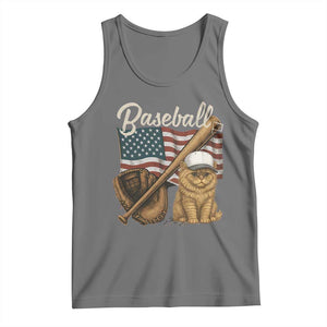 Funny Baseball Cat Lover Tank Top Patriotic USA Sports Lover TS12 Black Heather Print Your Wear