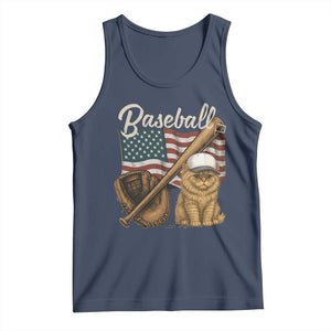 Funny Baseball Cat Lover Tank Top Patriotic USA Sports Lover TS12 Navy Print Your Wear
