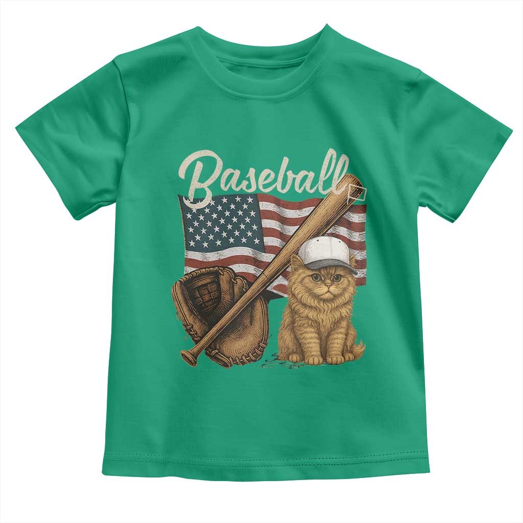 Funny Baseball Cat Lover Toddler T Shirt Patriotic USA Sports Lover TS12 Irish Green Print Your Wear