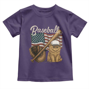 Funny Baseball Cat Lover Toddler T Shirt Patriotic USA Sports Lover TS12 Purple Print Your Wear