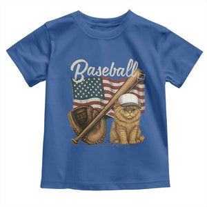 Funny Baseball Cat Lover Toddler T Shirt Patriotic USA Sports Lover TS12 Royal Blue Print Your Wear